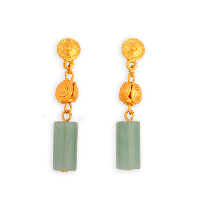 Pendientes tubo piedra semipreciosa