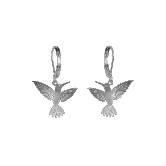 Arete Colibri en Vuelo Plateado Alas del Alma