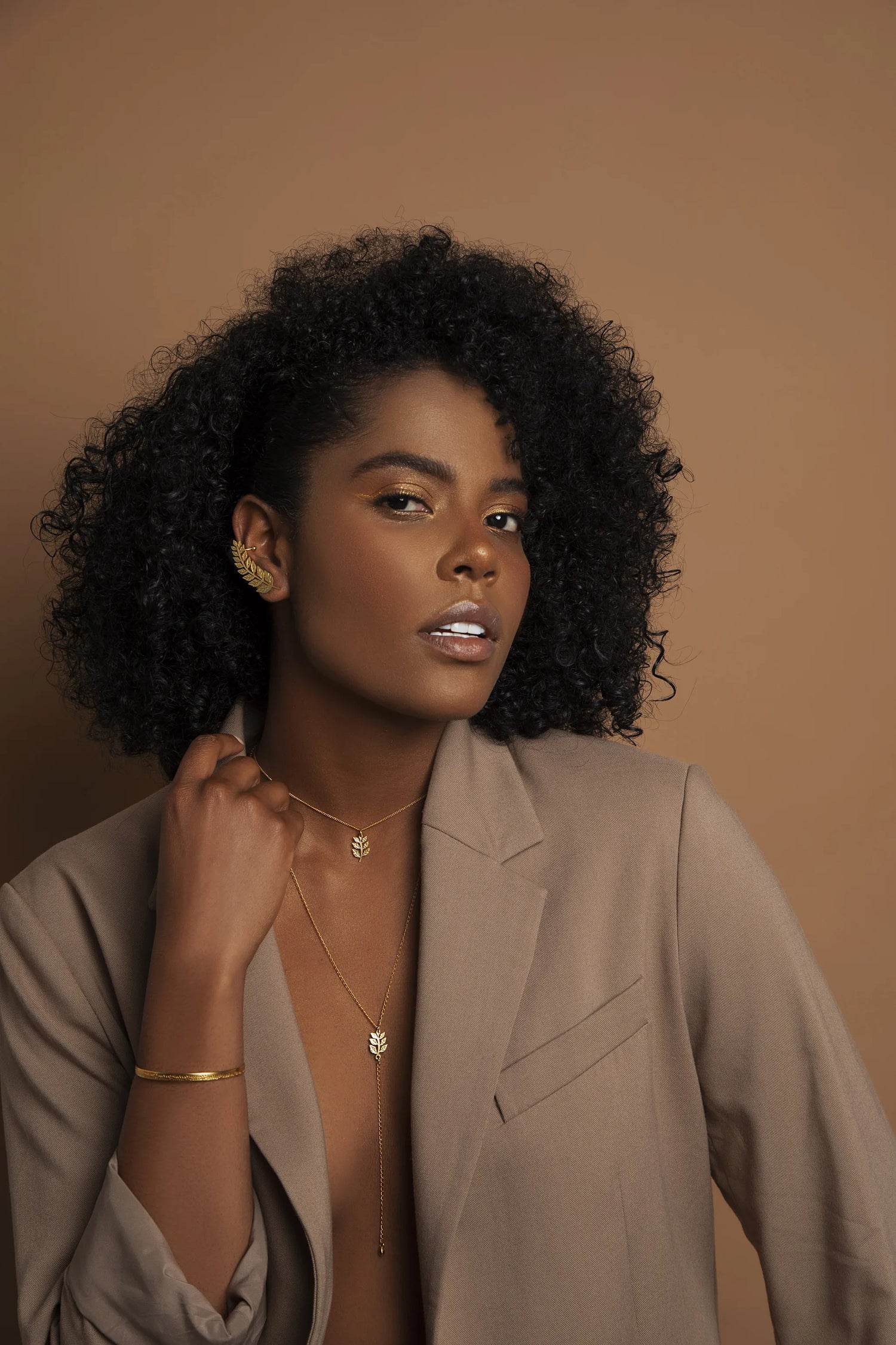 Ear Cuff Y Arete Rama De Laurel Renacer