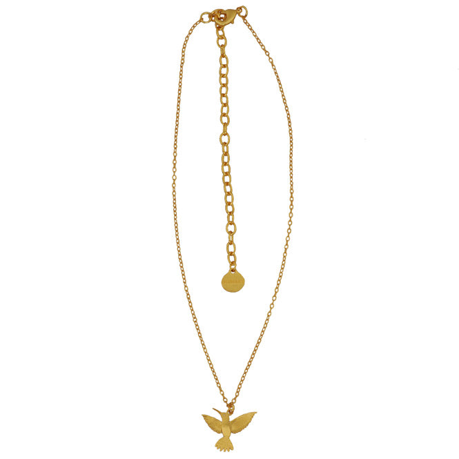 Cadena Colibri en Vuelo Dorado Alas del Alma