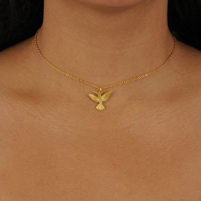Cadena Colibri  en Vuelo Dorado ModeloAlas del Alma