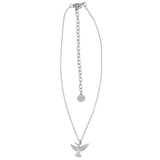 Cadena Colibri en Vuelo Plateado Alas del Alma