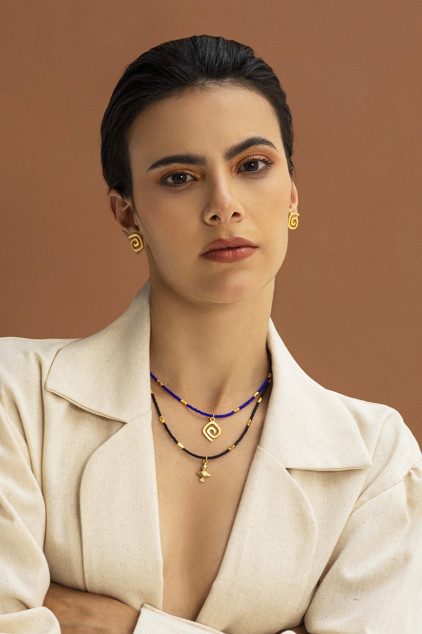 Collar azul mini y dije decoración Calima