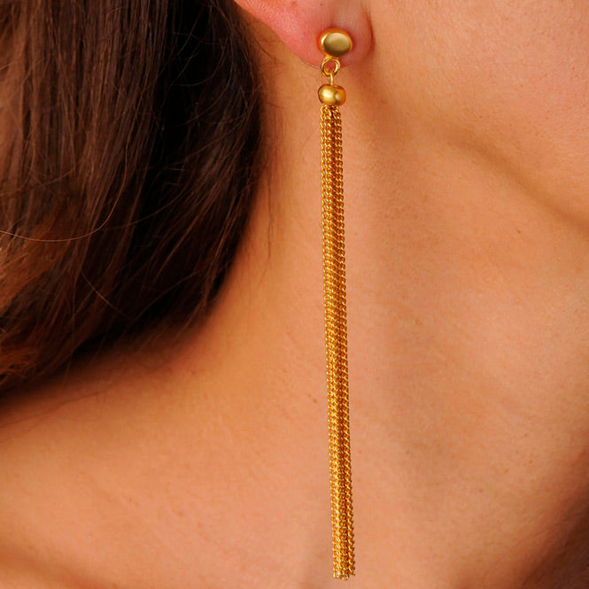 Arete largo tassel Edén dorado