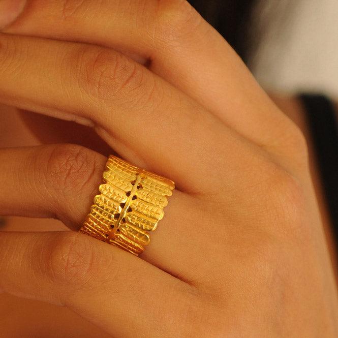 Anillo hoja Dividivi, Brillo Guajiro - Blumart