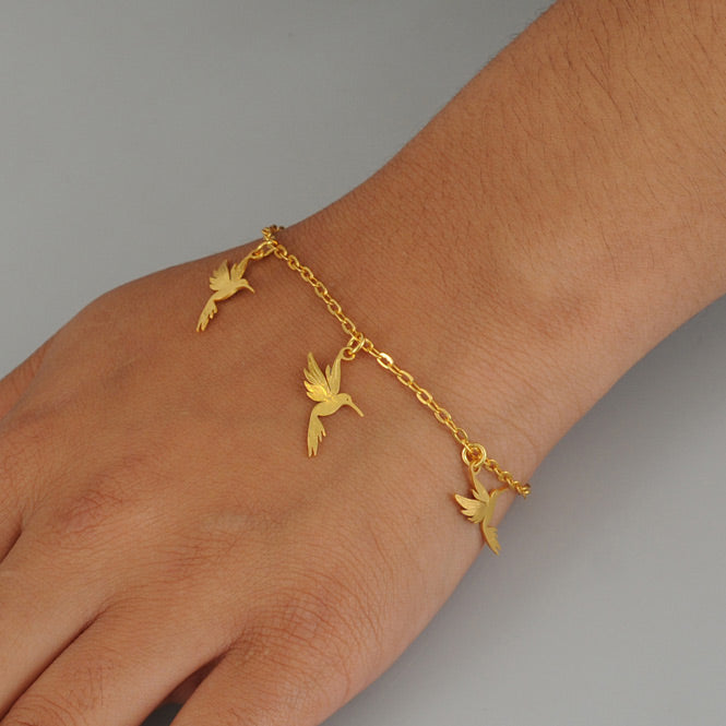 Pulsera Picaflor Dorado Modelo Alas del Alma
