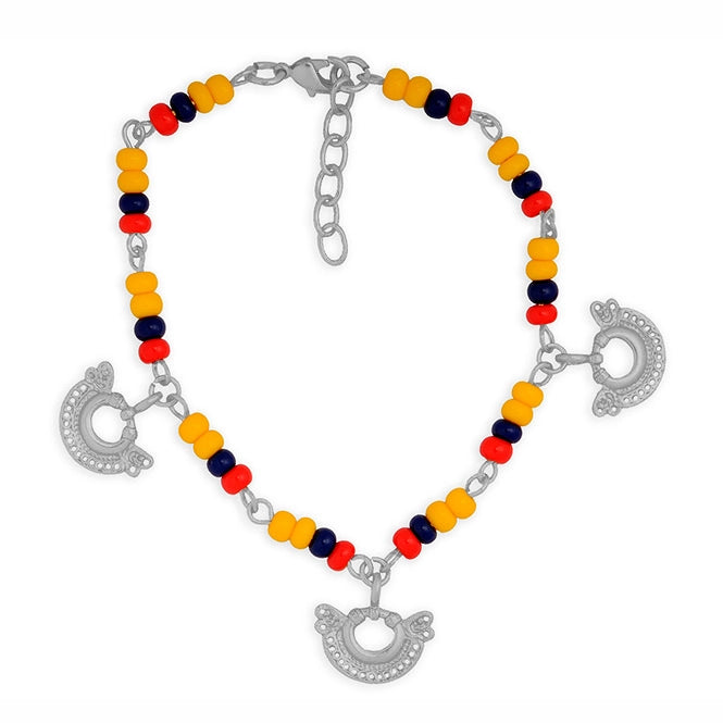 Pulsera colombia con 3 dijes nariguera serpiente de dos cabezas tairona