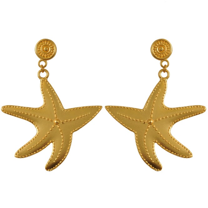 Aretes grandes para mujer, forma de  estrella de mar, baño en oro