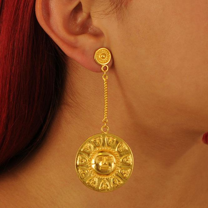 Arete largo pectoral de trece caras Nariño - Blumart