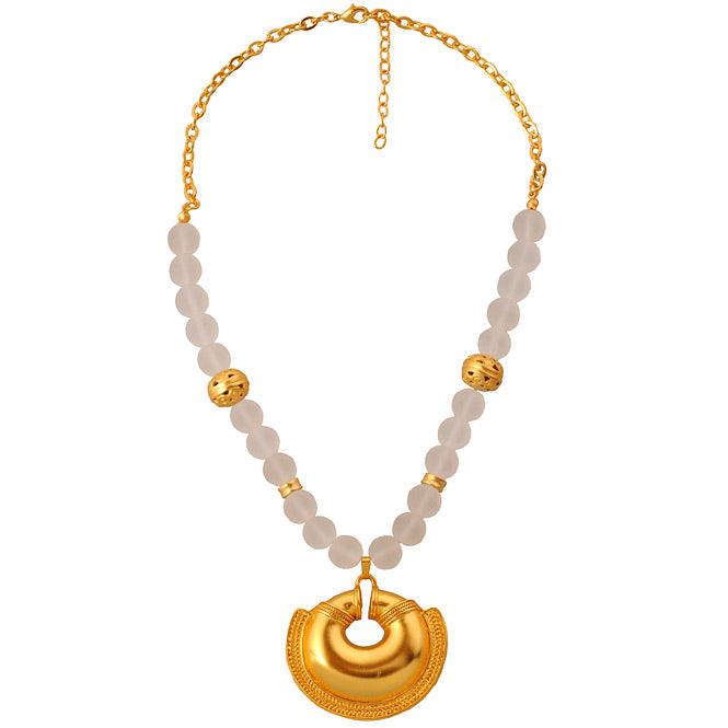 Collar Cristal Checo Crystal 10mm, Dije Extragrande Nariguera de una Trenza Quimbaya - Blumart