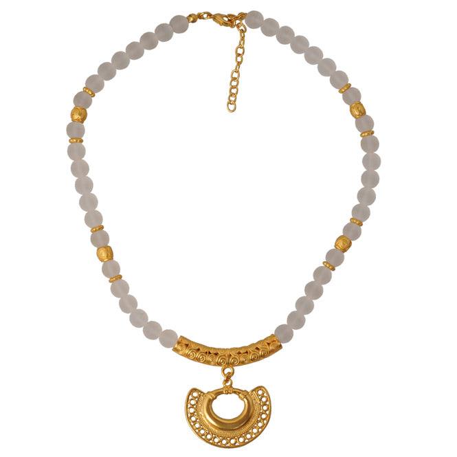 Collar Cristal Checo Crystal 8mm, Dije Mediano Nariguera Filigrana Lisa Sinú - Blumart