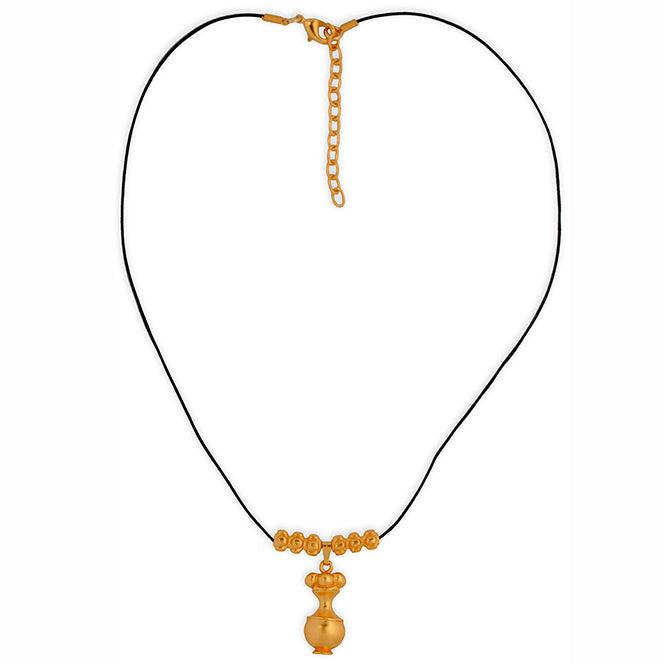 Collar Cuero Café y Dije Mediano Poporo Quimbaya - Blumart