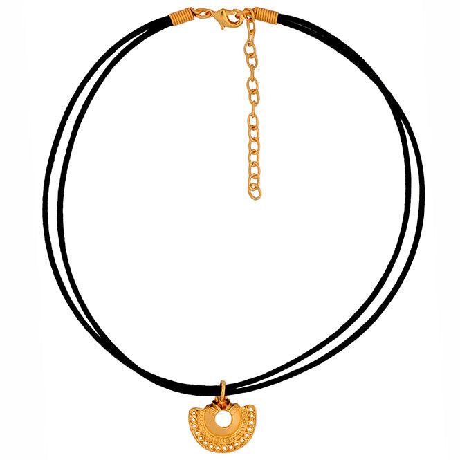 Collar Choker Negro y Dije Pequeño Nariguera Semilunar Tairona - Blumart