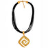 Collar Cuero Negro 10 Vueltas y Dije Extragrande Decoración Calima - Blumart