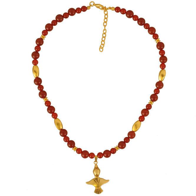 Collar semipreciosa cornalina y dije ave en vuelo Tolima - Blumart