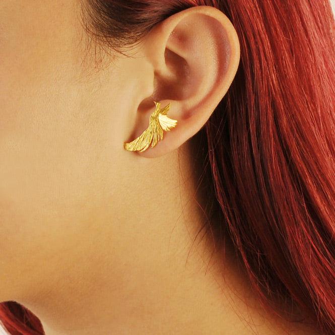 Ear Cuff Y Arete Ave Fénix Resiliencia - Blumart