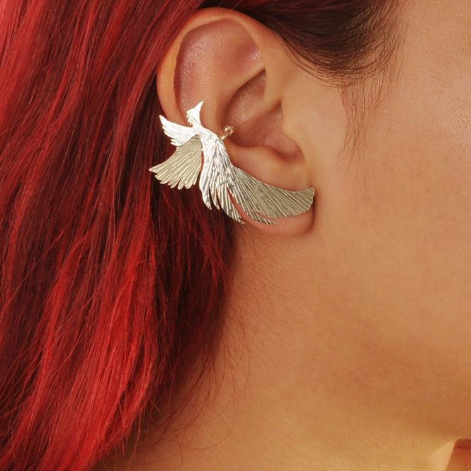 Ear Cuff Y Arete Ave Fénix Resiliencia - Blumart