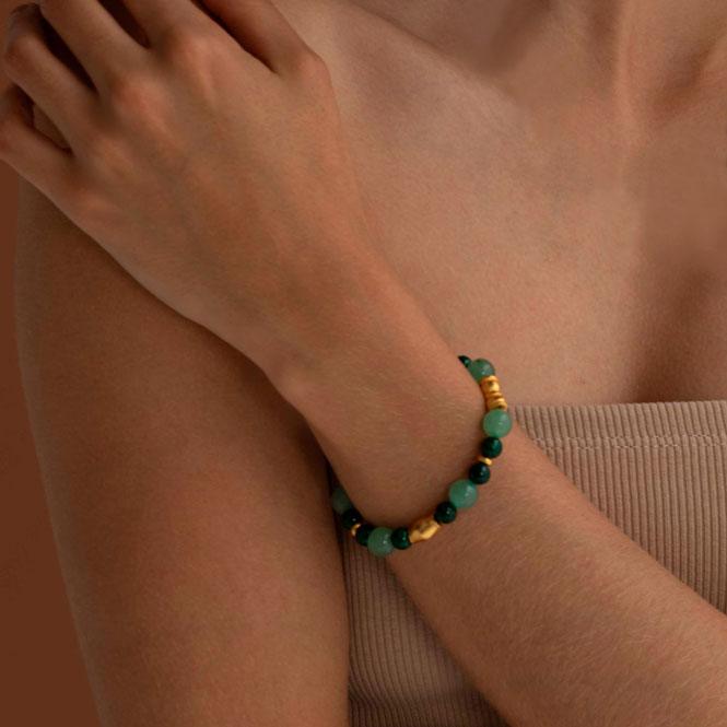 Pulsera semipreciosa aventurina y fossil verde - Blumart