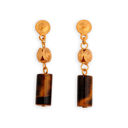 Pendientes tubo piedra semipreciosa