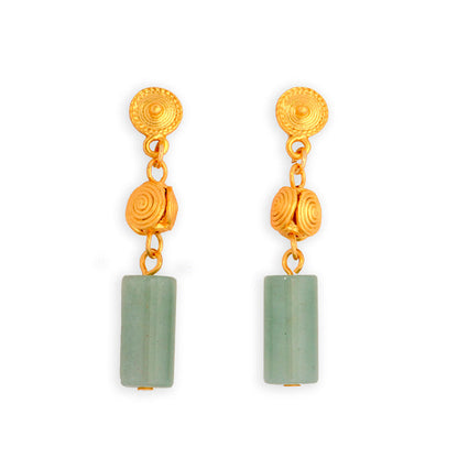 Pendientes tubo piedra semipreciosa