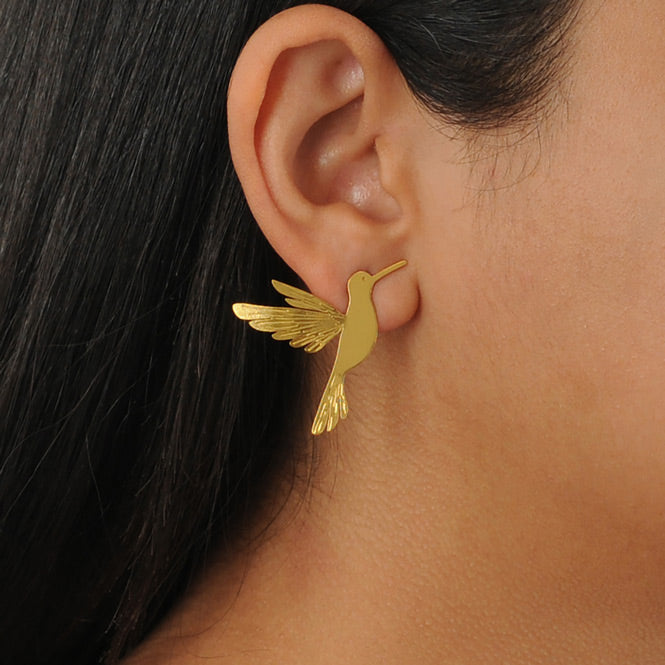 Aretes Colibri Dorado Modelo Alas del Alma