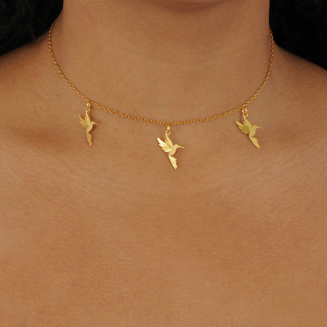 Cadena Picaflores Dorado Modelo Alas del Alma