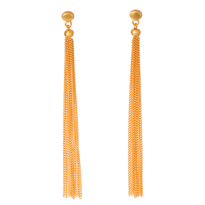 Arete largo tassel Edén dorado