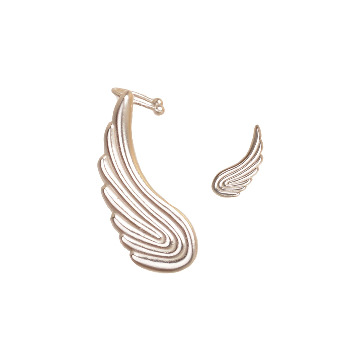 Ear cuff y arete ala Renacer plateada