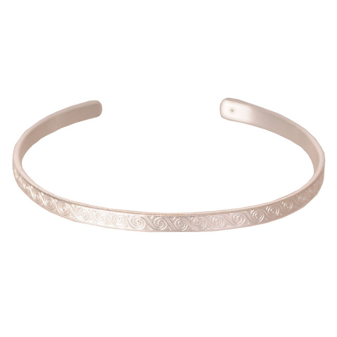 Brazalete delgado espirales plateado