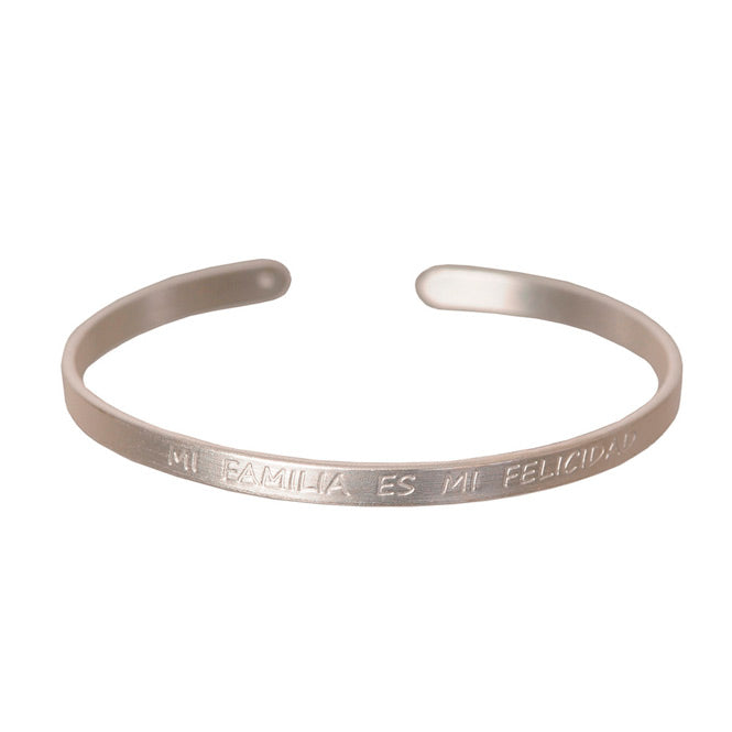 Brazalete plateado Mi Familia es mi felicidad