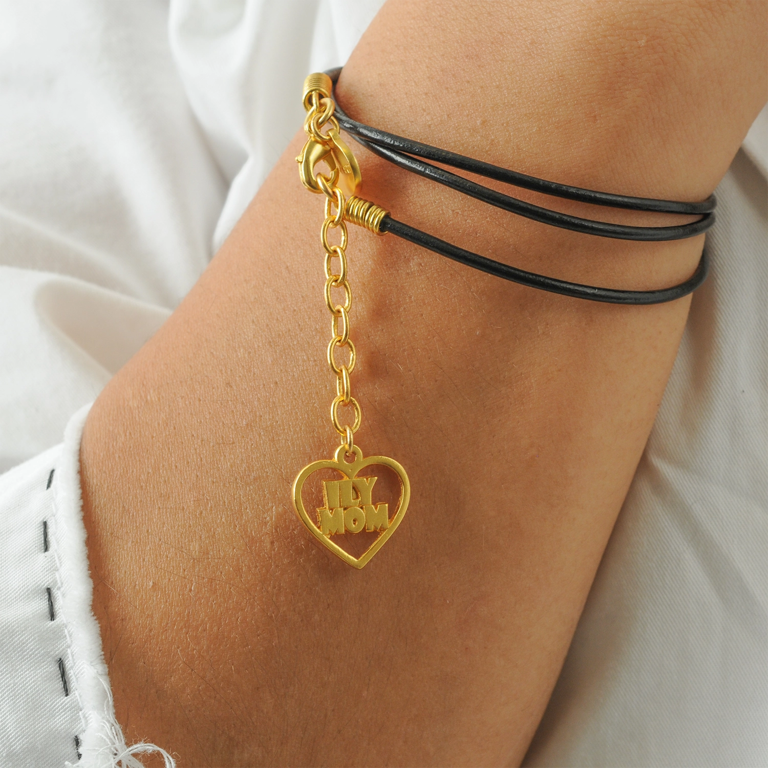 Pulsera cuero ILY mom