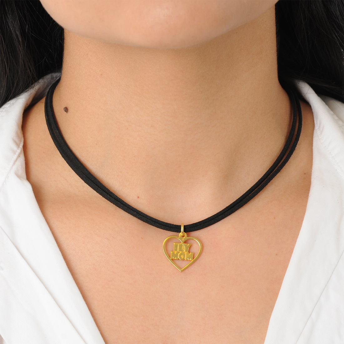 Collar cuero ILY mom