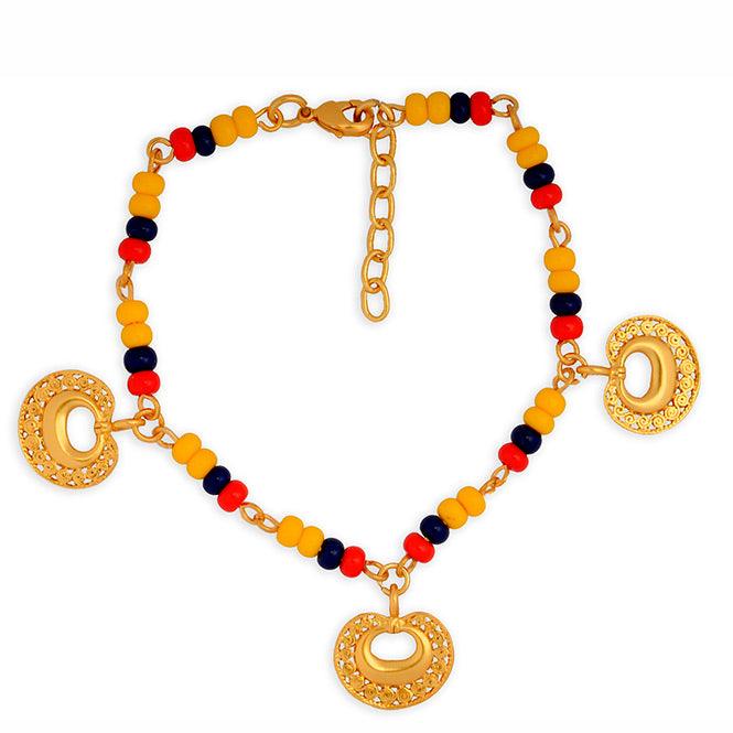 PULSERA COLOMBIA CON 3 DIJES MINI NARIGERA DE CIRCULOS TAIRONA - Blumart