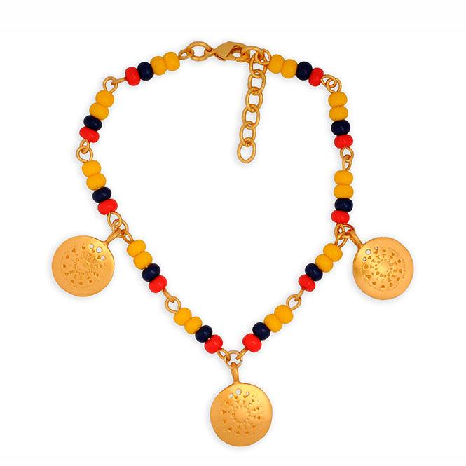 PULSERA COLOMBIA CON 3 DIJES MINI PECTORAL MUISCA - Blumart