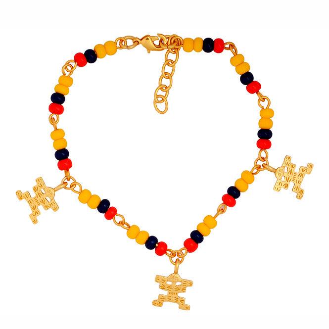 PULSERA COLOMBIA CON 3 DIJES MINI PECTORAL TOLIMA - Blumart