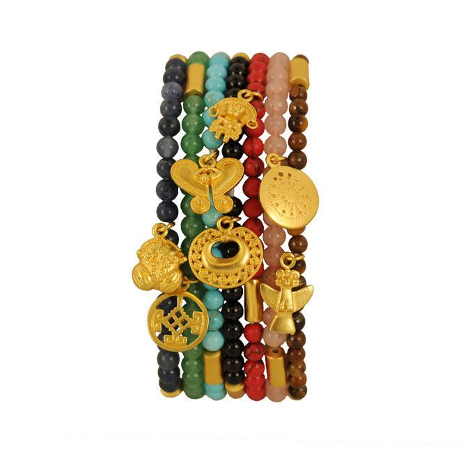 Semanario x 7 Pulseras Semipreciosas 4mm con Dijes - Blumart