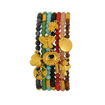 Semanario x 7 Pulseras Semipreciosas 4mm con Dijes - Blumart