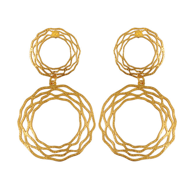 Aretes Nido Doble Alas del Alma bañados en oro, diseño inspirado en el alma