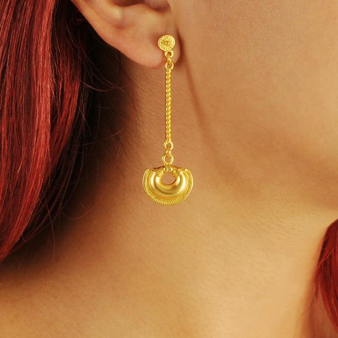 Arete Largo Nariguera de una Trenza Quimbaya - Blumart