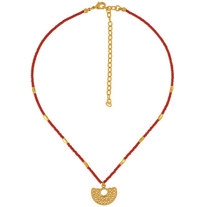 Collar cristal checo mini rojo y dije nariguera filigrana doble Sinú - Blumart