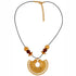 Collar Cuero Café, Piedra Tairona Terracota y Dije Extragrande Nariguera Semilunar Tairona - Blumart