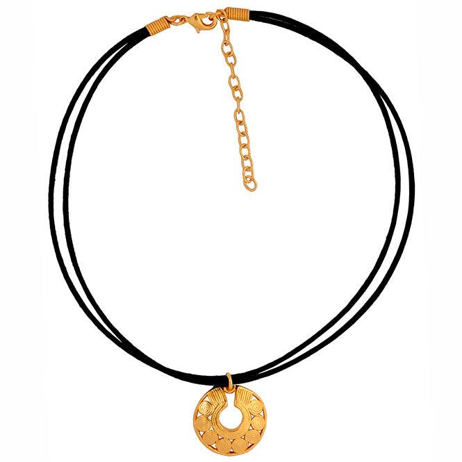 Collar Choker Negro y Dije Pequeño Nariguera de Círculos Quimbaya - Blumart