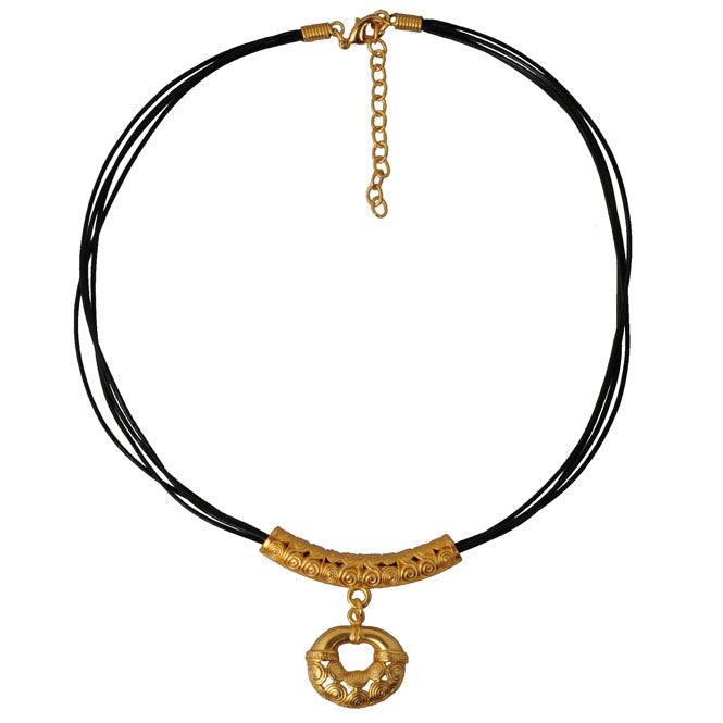 Collar Cuero 4 Vueltas y Dije Pequeño Nariguera Calima - Blumart