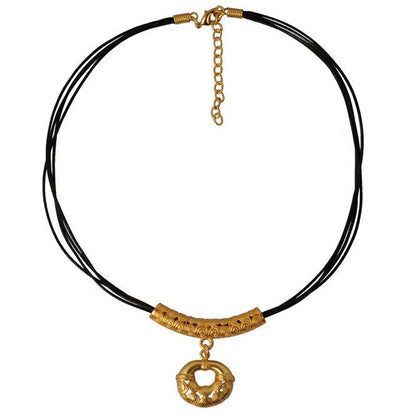 Collar Cuero 4 Vueltas y Dije Pequeño Nariguera Calima - Blumart