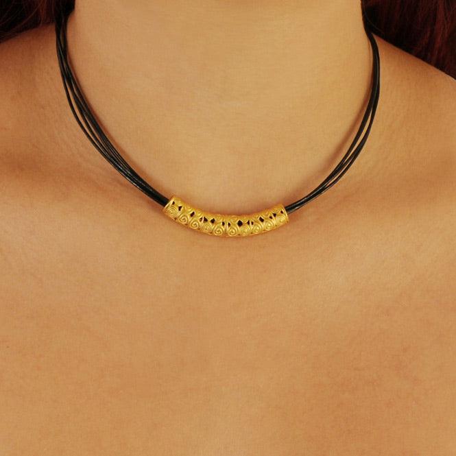 Collar Cuero 4 Vueltas y Accesorio Precolombino - Blumart