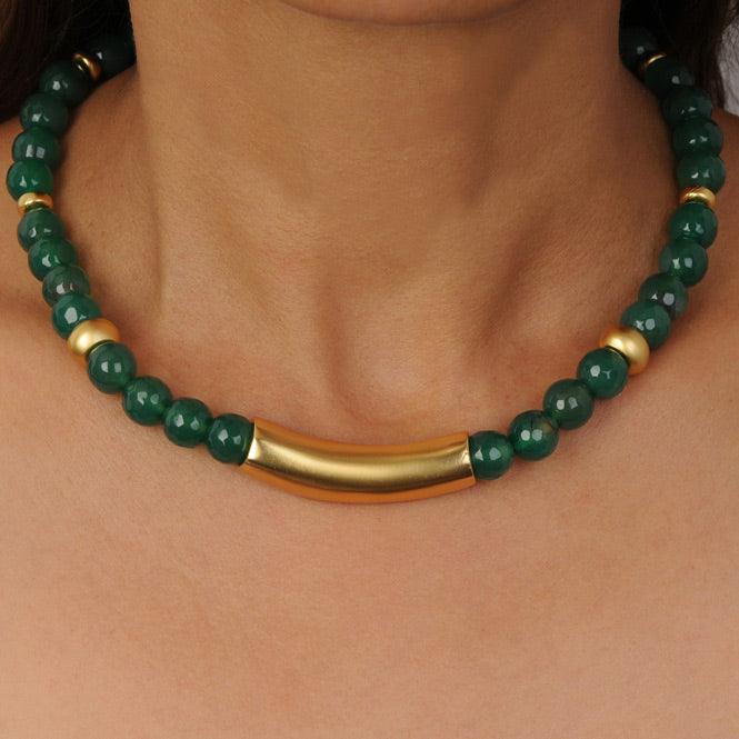 Collar Piedra Semipreciosa Ágata Verde 10mm - Blumart