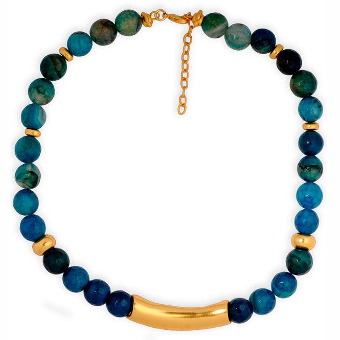 Collar Piedra Semipreciosa Ágata Azul 12mm - Blumart
