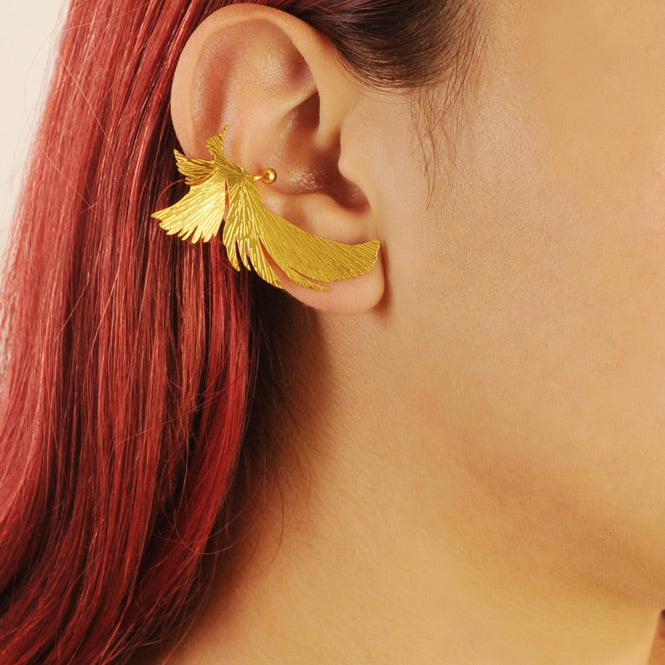 Ear Cuff Y Arete Ave Fénix Resiliencia - Blumart