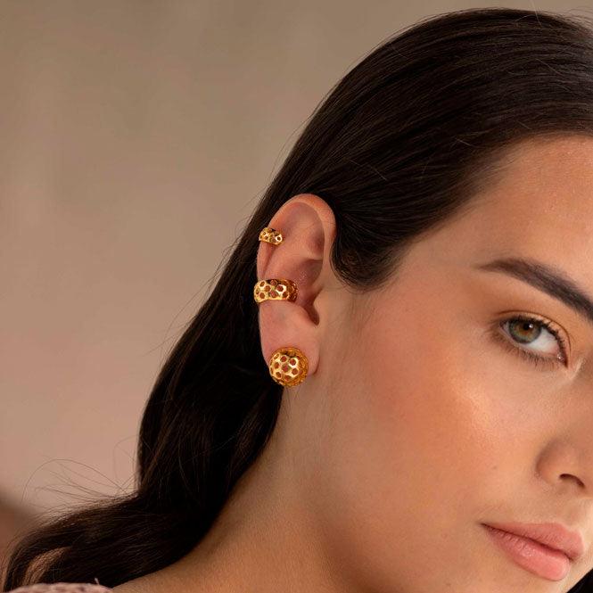 Ear cuff panal Vuelo de Vida dorado - Blumart