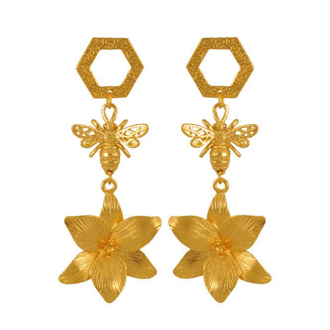 Arete largo Vuelo de Vida dorado - Blumart